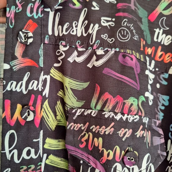 L'atiste Colorful Graffiti Print Full Length Belted Mechanic Style Jumpsuit - Picture 9 of 16